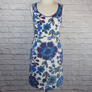 Boden White Purple Blue Floral Shift Dress 8 ***